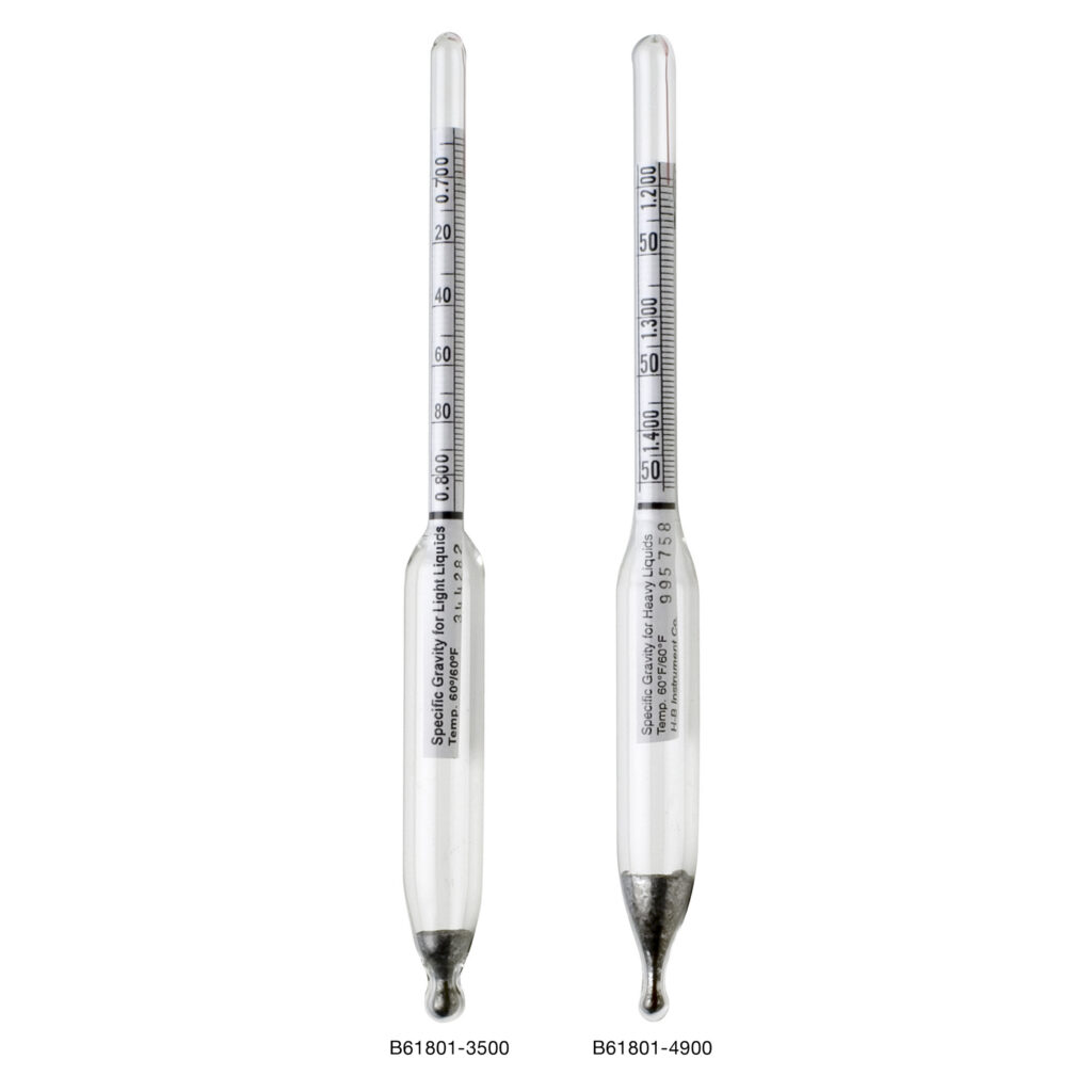 H-B DURAC® Specific Gravity / Relative Density (G/cmᶟ) Plain Form Hydrometers; Traceable to NIST