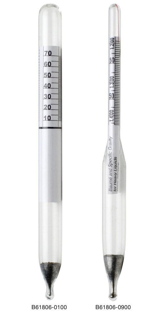 H-B DURAC® Specific Gravity / Relative Density (G/cmᶟ) & Baume Plain Form Hydrometers; Traceable to NIST