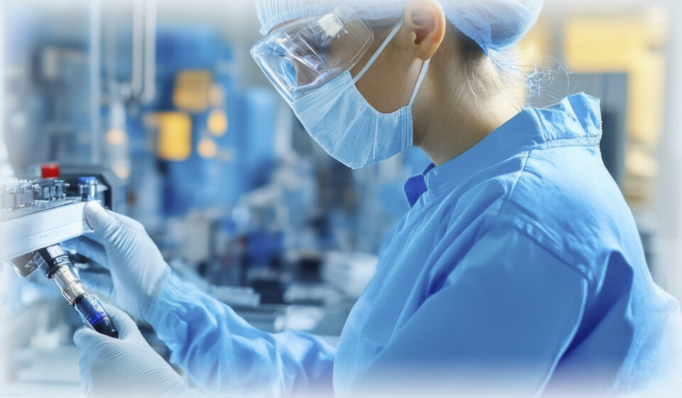 A scientist wearing PPE.