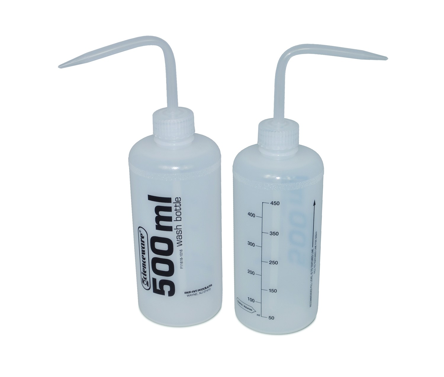 SP Bel-Art Volume Labeled Narrow-Mouth 500ml (16oz) Polyethylene Wash Bottles; Polypropylene Cap, 28mm Closure (Pack of 12)