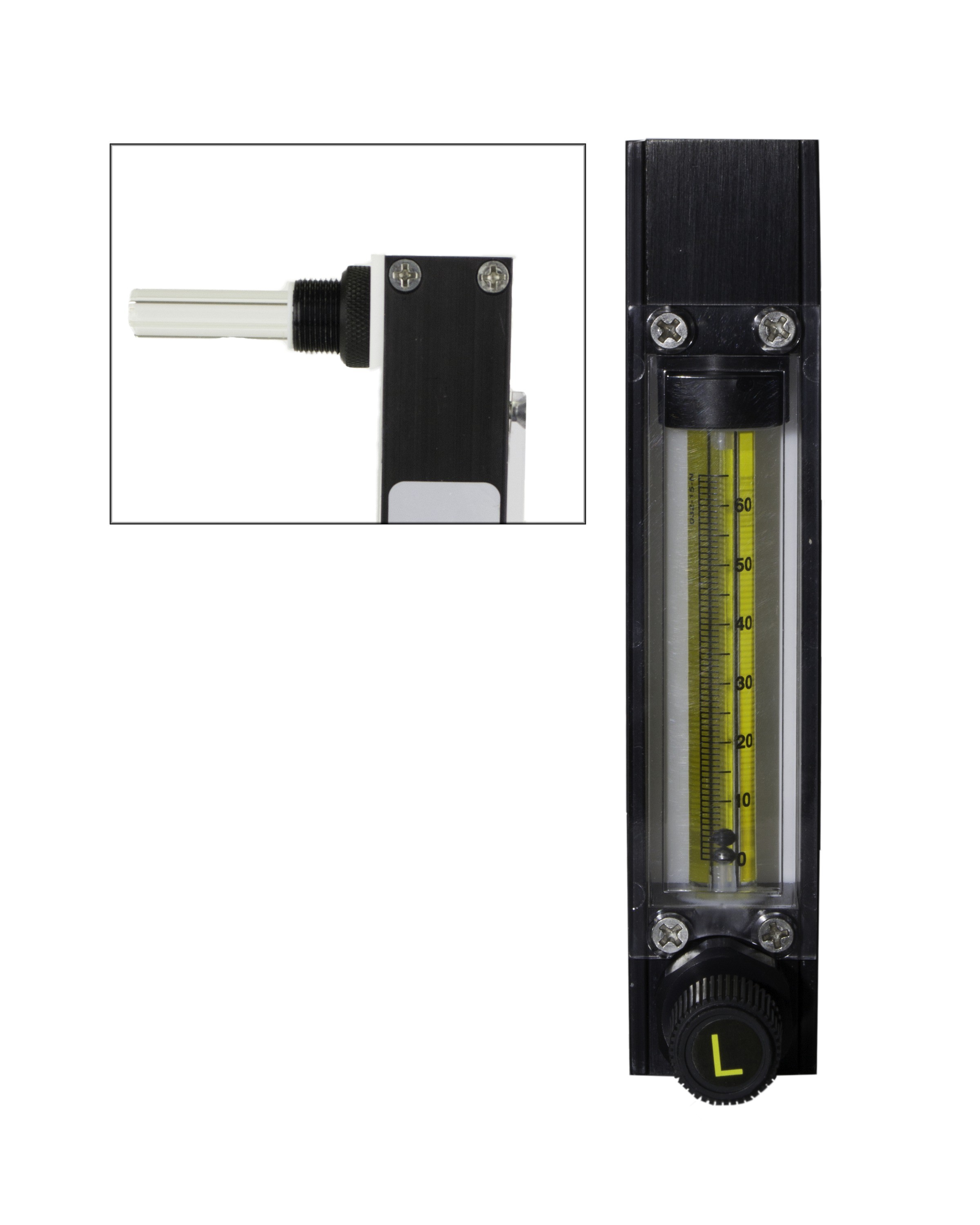 SP Bel-Art Riteflow PTFE Mounted Flowmeter; 65mm Scale, Size 1